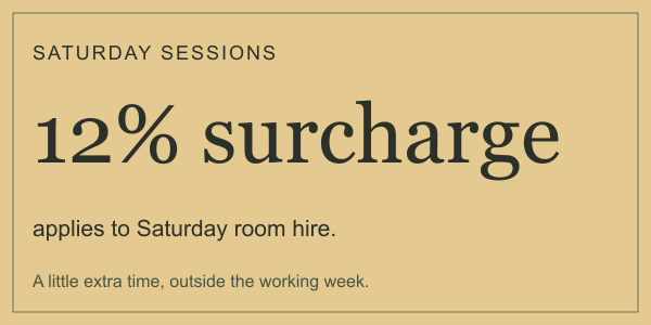 Saturday room hire information